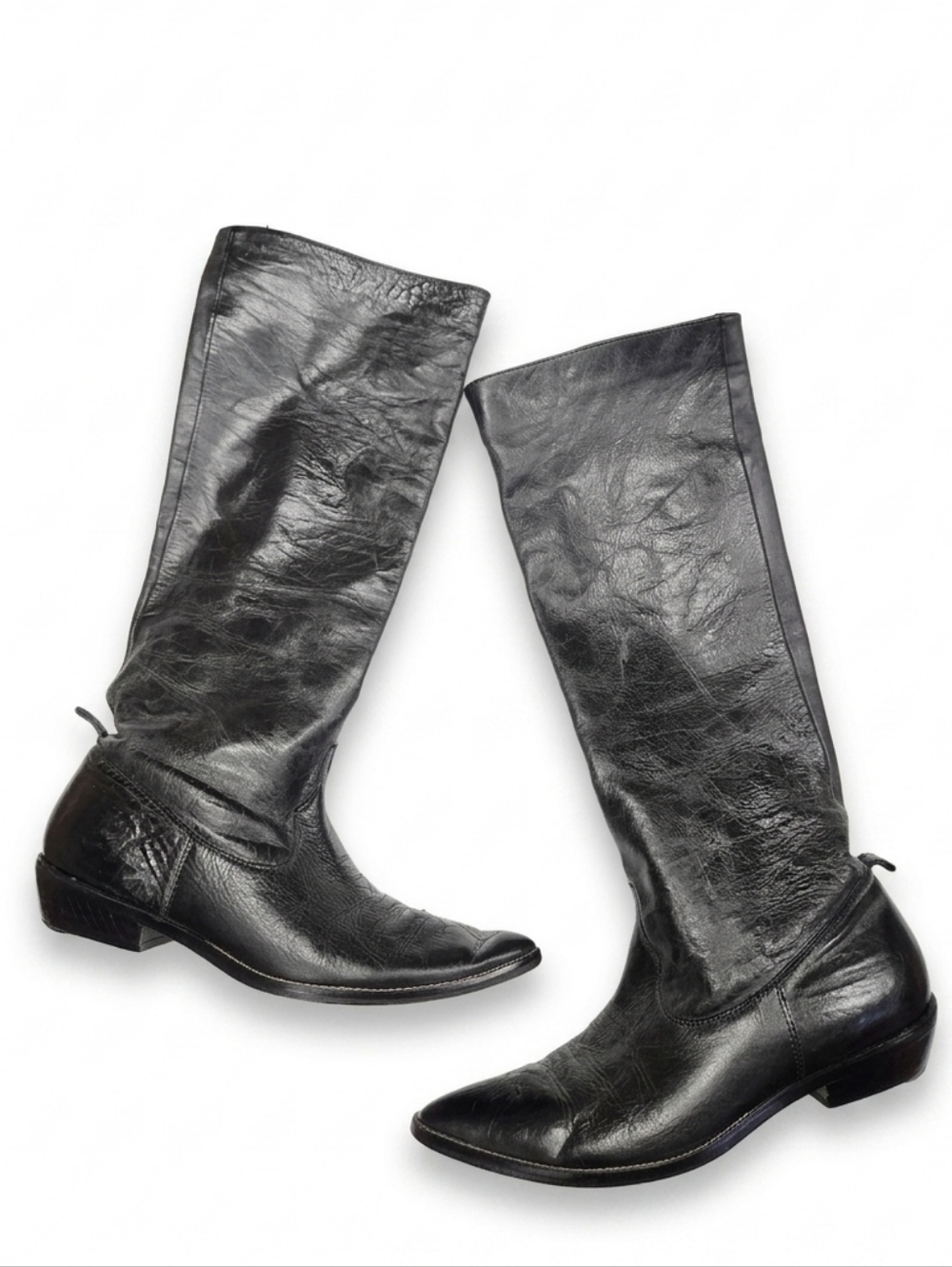 Donald J Pliner Black Leather Western Boots Pointed Toe Italy Women's 7.5